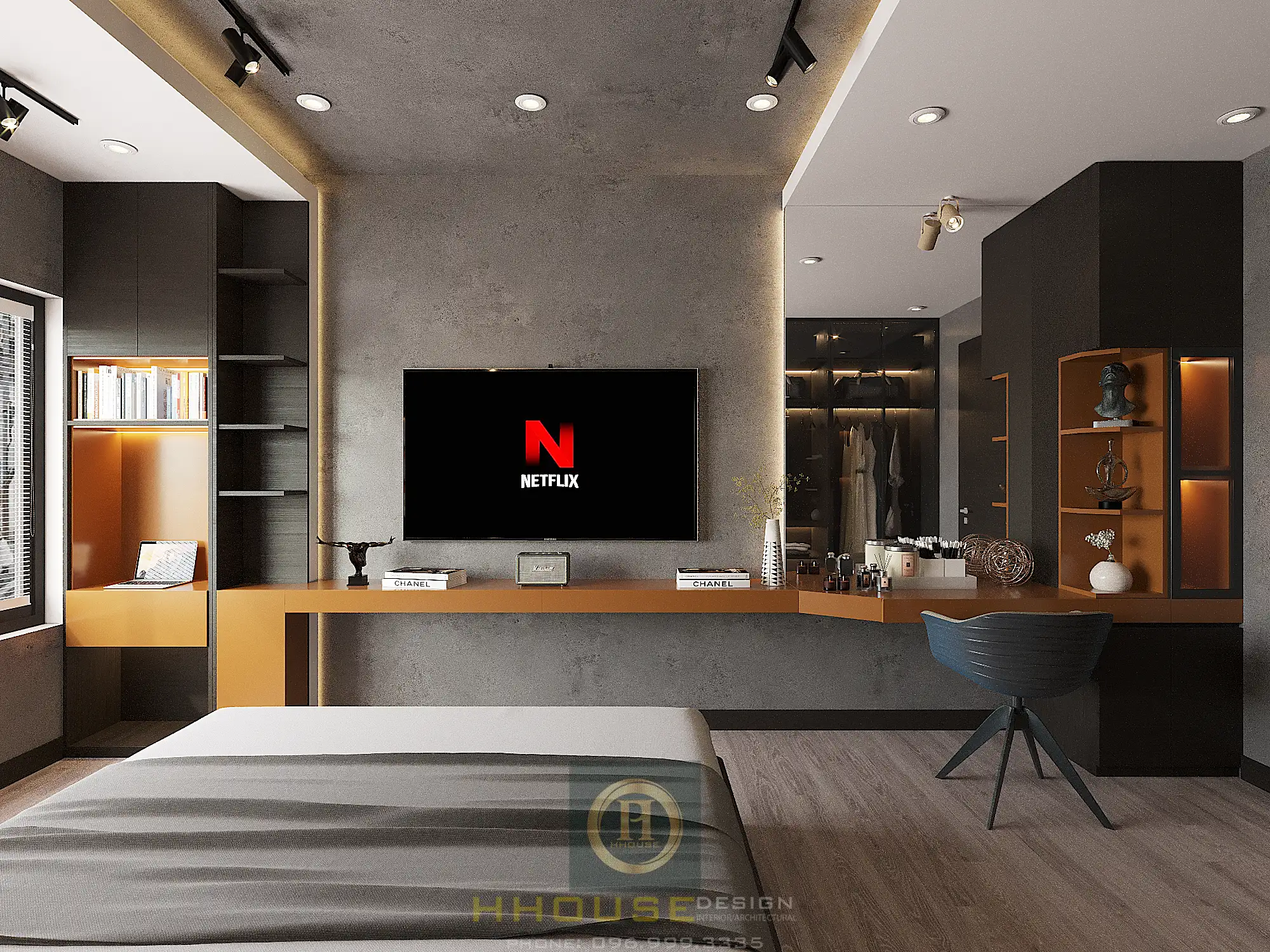 Phối cảnh phòng ngủ hiện đại