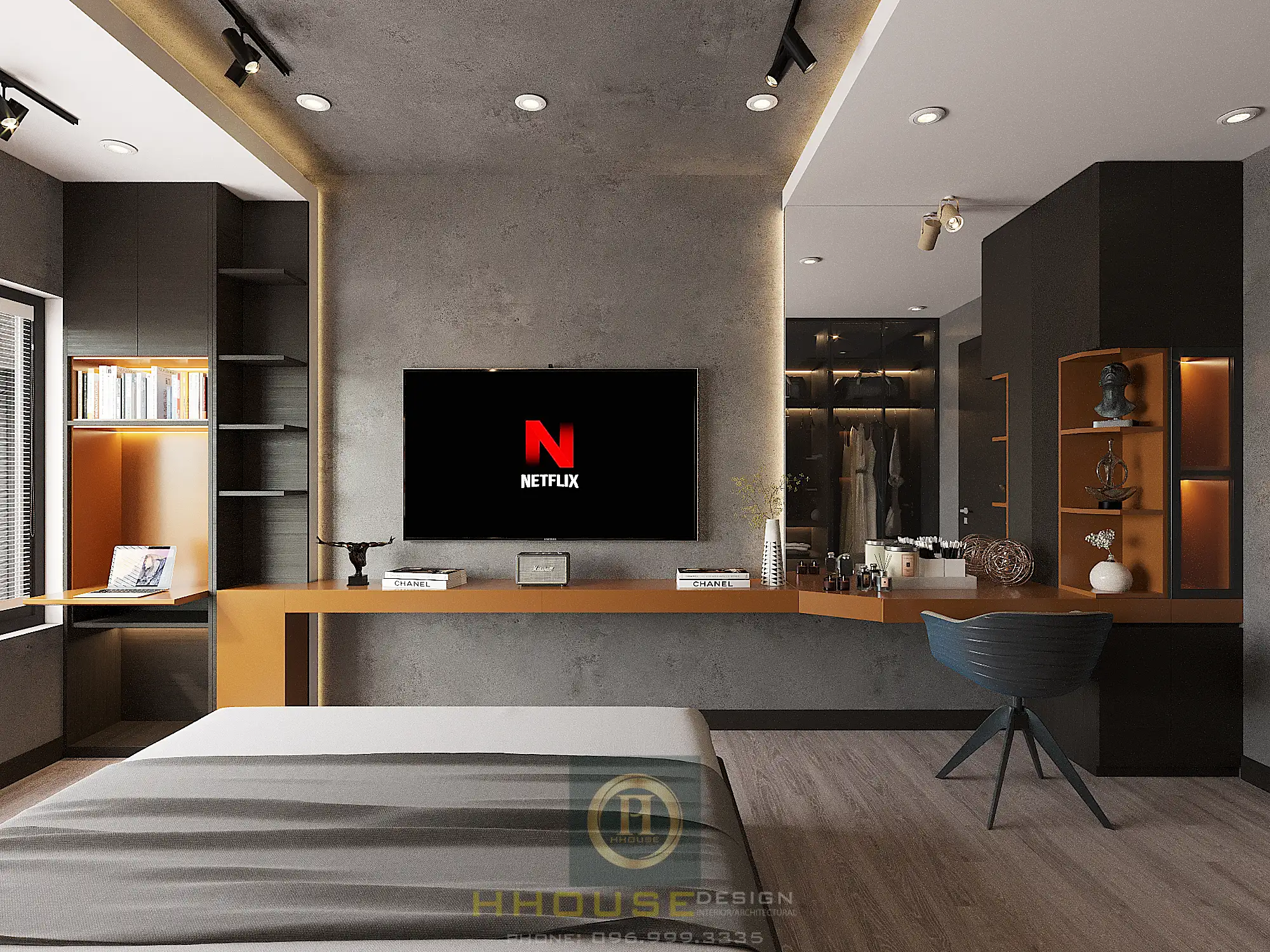 Phối cảnh phòng ngủ hiện đại