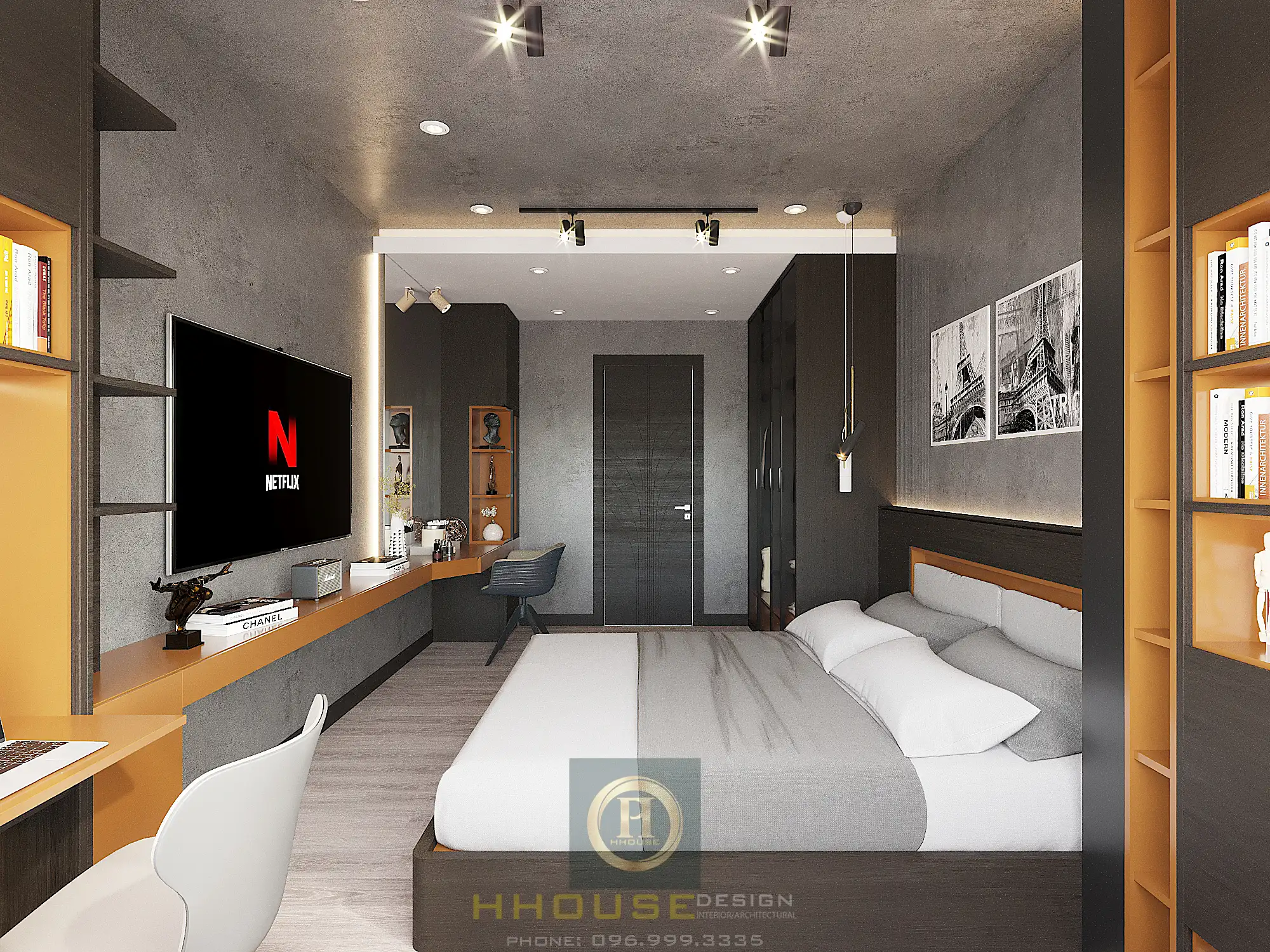 Phối cảnh phòng ngủ hiện đại