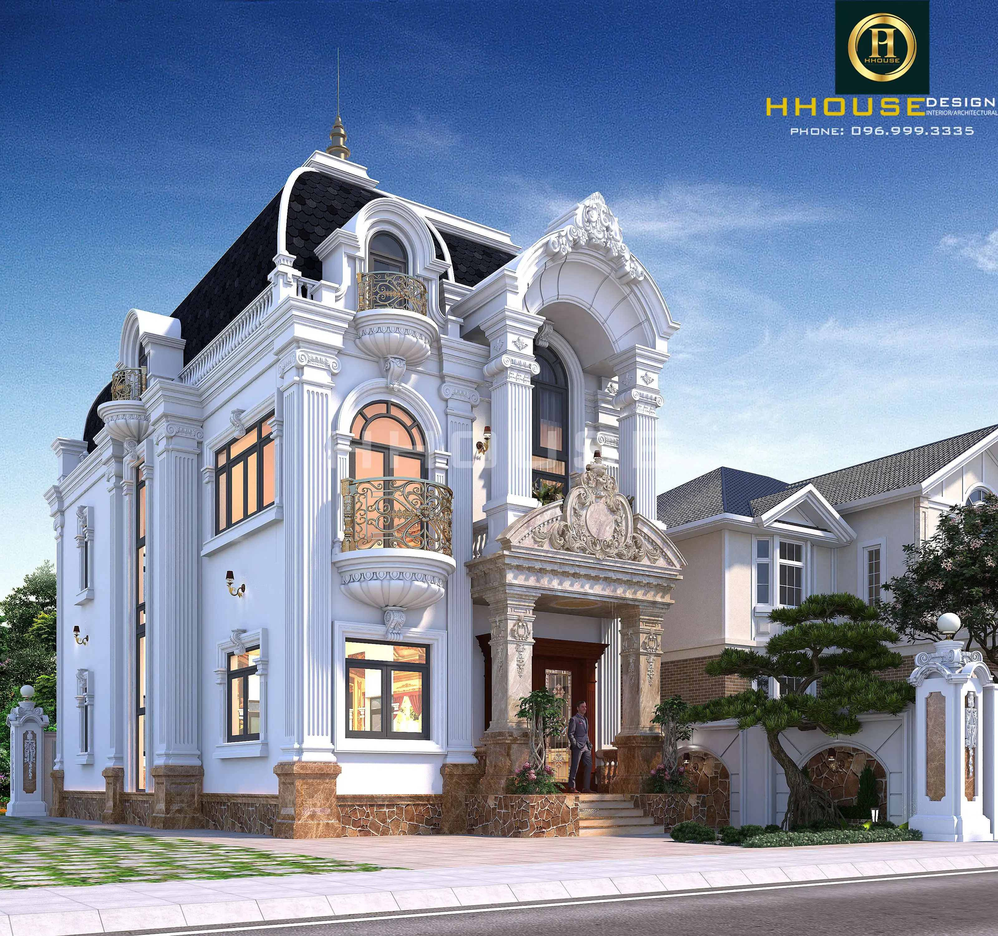 Mẫu thiết kế nhà biệt thự đẹp 3 tầng cổ điển tại Hưng Yên - HH.KT2407 khoác lên mình vẻ đẹp cổ kính, huyền bí